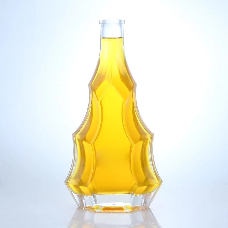 170 - Unique Fire Shaped 500ml Flint Glass Bottle
