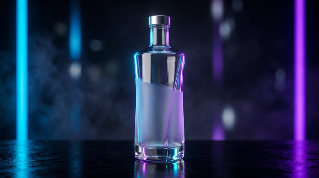 Custom premium empty vodka bottle design with extra flint heavy glass base