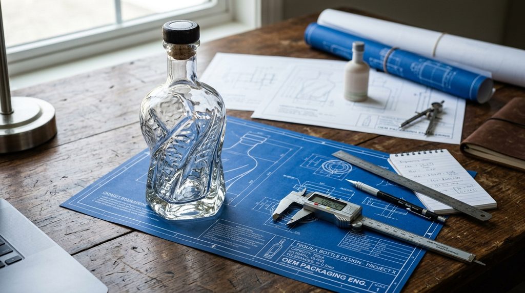 Heavy base extra flint glass tequila bottle empty wholesale