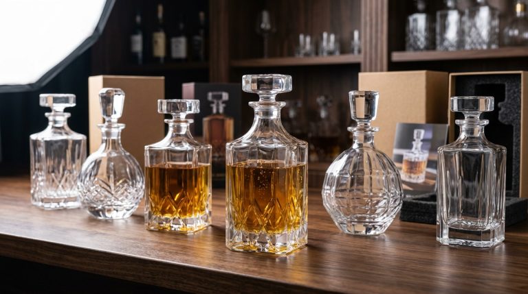 Premium crystal glass whiskey decanters for wholesale B2B packaging